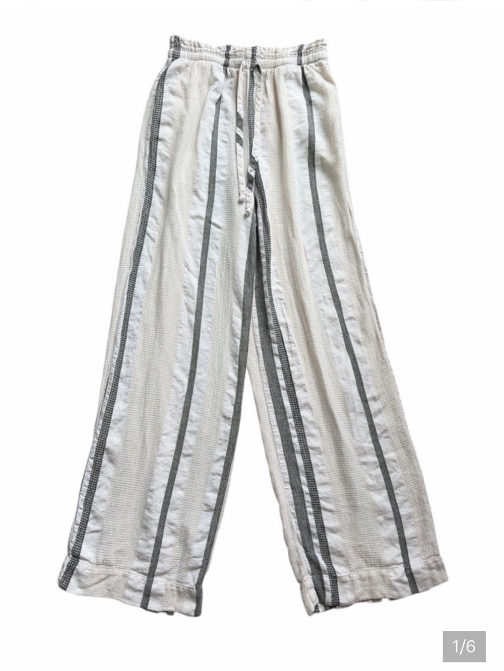 Anthropologie cloth & stone Wide-Leg Drawstring Linen Pants Size Medium